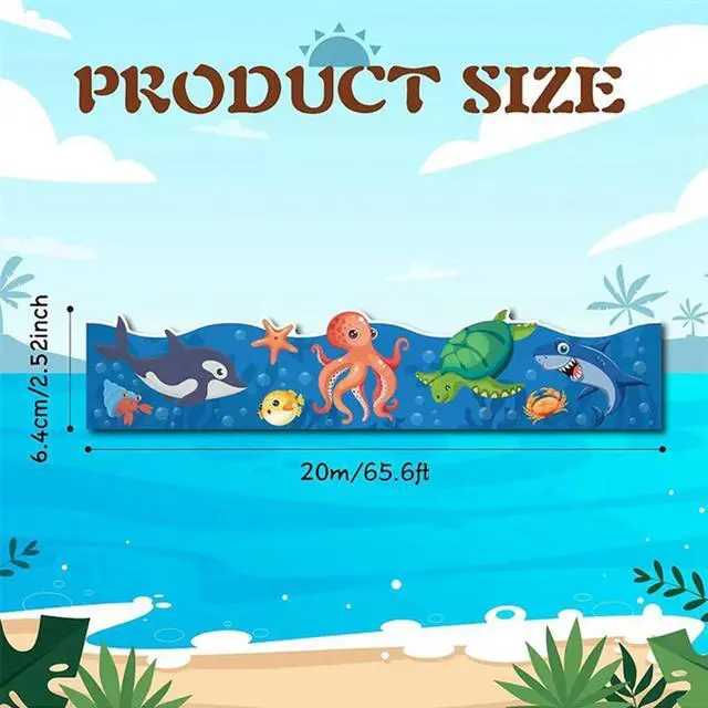 Alt view image 4 of 4 - 1 Roll Ocean Animal Board Borders Fit For Decorate Bulletin Boards,Walls,Desks,Window,Doors 65.6Ft