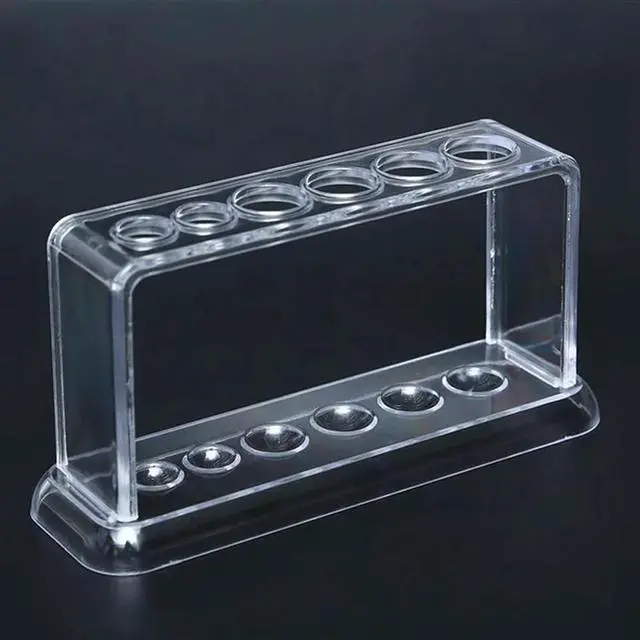 Main image of 4X Plastic Clear Test Tube Rack 6 Holes Stand Test Tube Stand Shelf School Supply Equipment 16.7X8X3 Cm