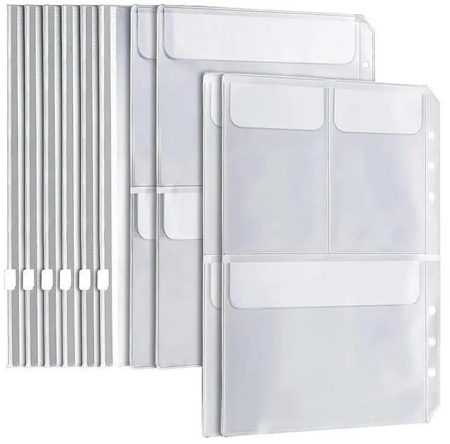Alt view image 2 of 2 - 20Pcs A5 6 Ring Binder Pockets 3 Types Envelope,Zipper Closurek Bill Pouch For Filofax Organizer Clipbook