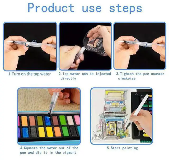Alt view image 4 of 4 - 24 PCS Water Color Brush Pen Set, Watercolor Paint Pens, Water Color Water-Base Markers, Water Soluble Colored Pencil
