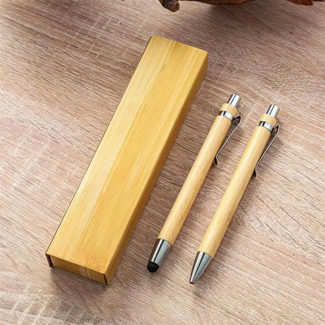 Alt view image 2 of 4 - 10Set Bamboo Multifunctional Touch Pen & Ballpoint Pen Office School Wrting Stationery Business Signature Ball Pens