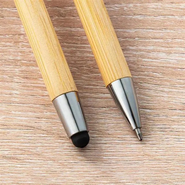 Alt view image 3 of 4 - 10Set Bamboo Multifunctional Touch Pen & Ballpoint Pen Office School Wrting Stationery Business Signature Ball Pens