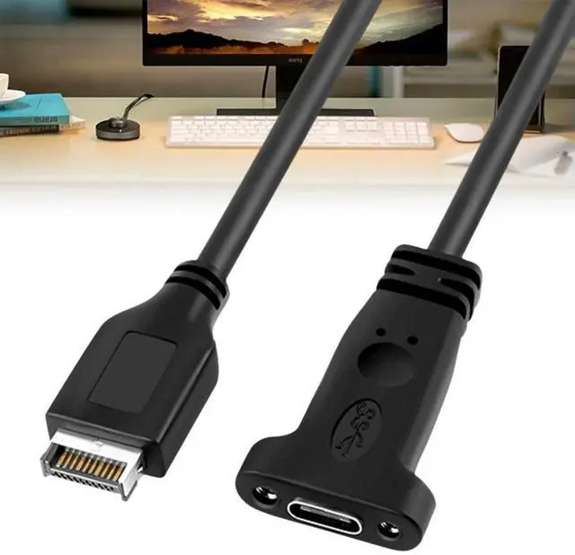 Alt view image 2 of 4 - 50CM USB 3.1 Type E To Type C Motherboard Extension Cable with Panel Mount Screw Internal Adapter Cable for Desktop PC