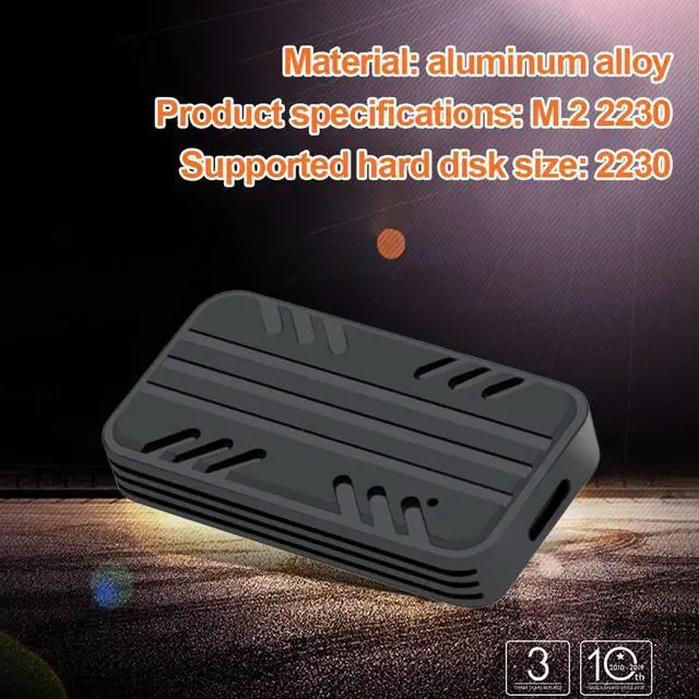 Alt view image 3 of 4 - NVMe M.2 SSD Case Type-C USB3.1 External Hard Drive Gen2 10Gbps Hard Drive Enclosure Aluminum Alloy for M.2 2230 SSD