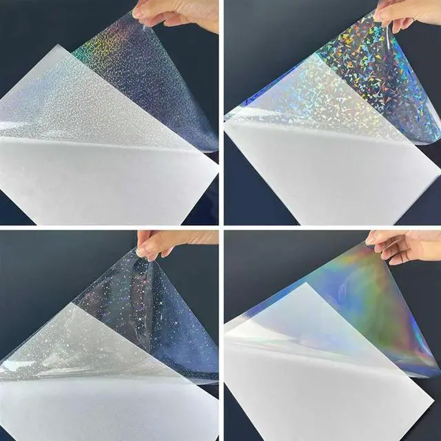Alt view image 2 of 4 - 20 Sheets Holographic Sticker Paper A4 Size Vinyl Lamination Stickers Film Waterproof Self Adhesive Laminate Sticker Durable