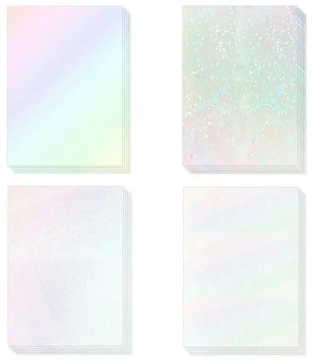 Alt view image 3 of 4 - 20 Sheets Holographic Sticker Paper A4 Size Vinyl Lamination Stickers Film Waterproof Self Adhesive Laminate Sticker Durable