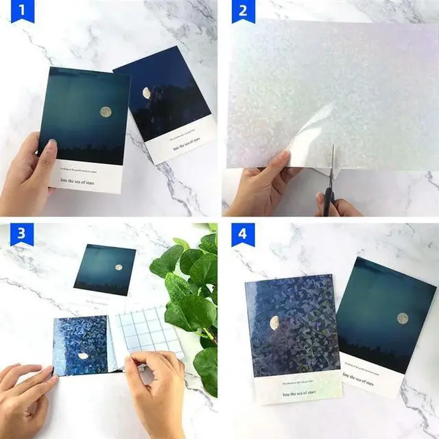 Alt view image 4 of 4 - 20 Sheets Holographic Sticker Paper A4 Size Vinyl Lamination Stickers Film Waterproof Self Adhesive Laminate Sticker Durable
