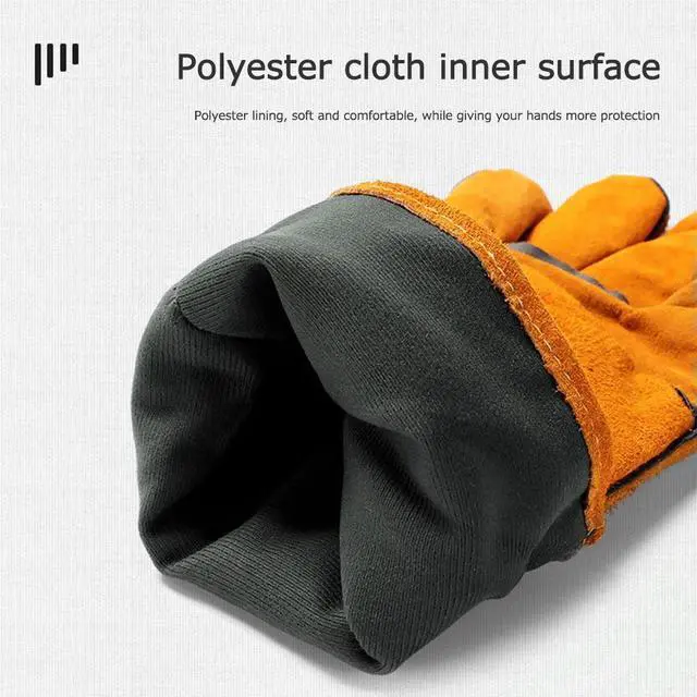 Alt view image 3 of 4 - BBQ Grilling Glove Heat Resistant Grill Mitts for Cooking Non-Slip Insulated Cowhide Leather for Microwave Kitchen Accessories