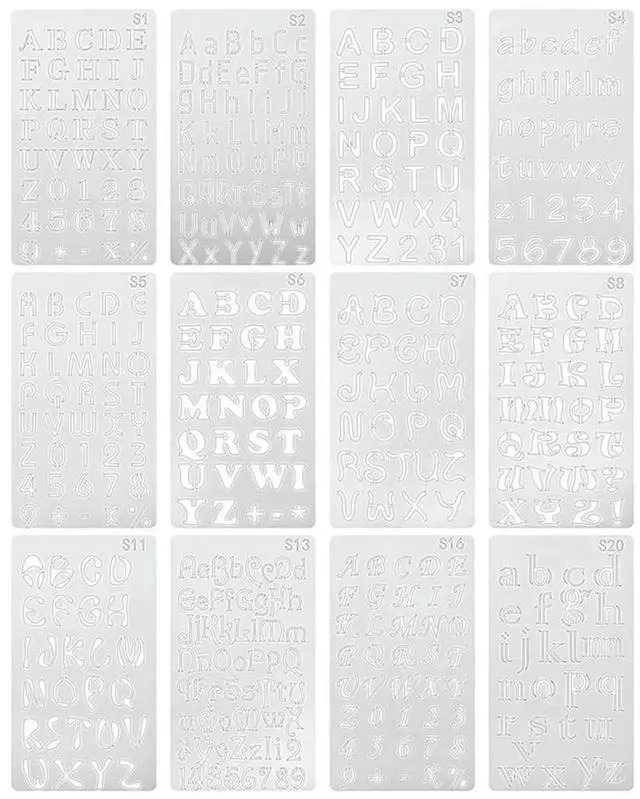 Alt view image 2 of 4 - 36 Pcs Alphabet Stencils Reusable Letter Painting Stencils Plastic DIY Drawing Spraying Scale Templates