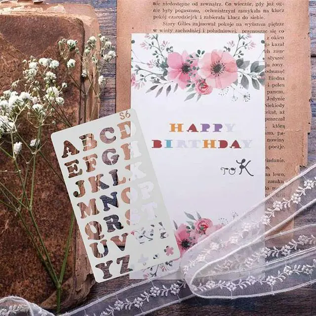 Alt view image 3 of 4 - 36 Pcs Alphabet Stencils Reusable Letter Painting Stencils Plastic DIY Drawing Spraying Scale Templates