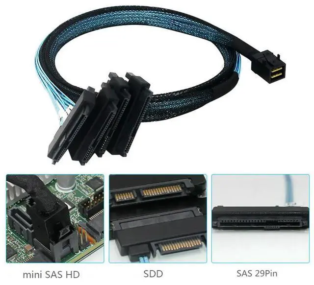 Alt view image 3 of 4 - 0.5m/1m SATA Power Adapter Cable MiniSAS HD SFF-8643 36P To 4SFF-8482 29 15P SAS Cable for SATA Hard Drive Computer Supplies