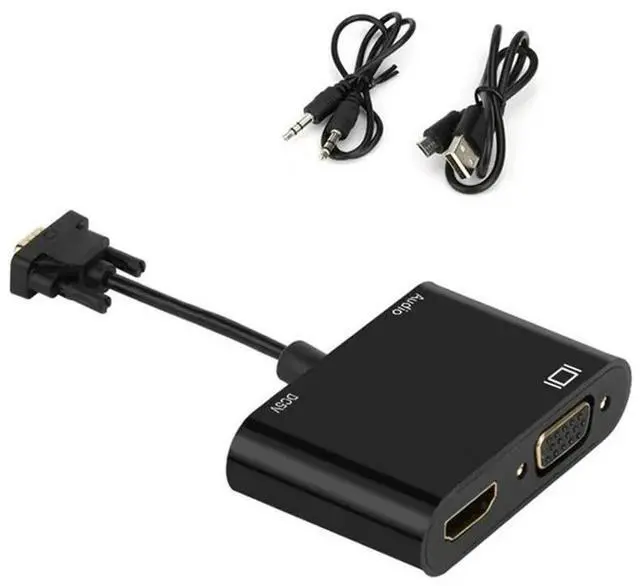 Alt view image 4 of 4 - 3 in 1 VGA to HDMI-Compatible Adapter+3.5mm Audio Jack+VGA Converter Splitter HDTV Monitor Projector Display Connector