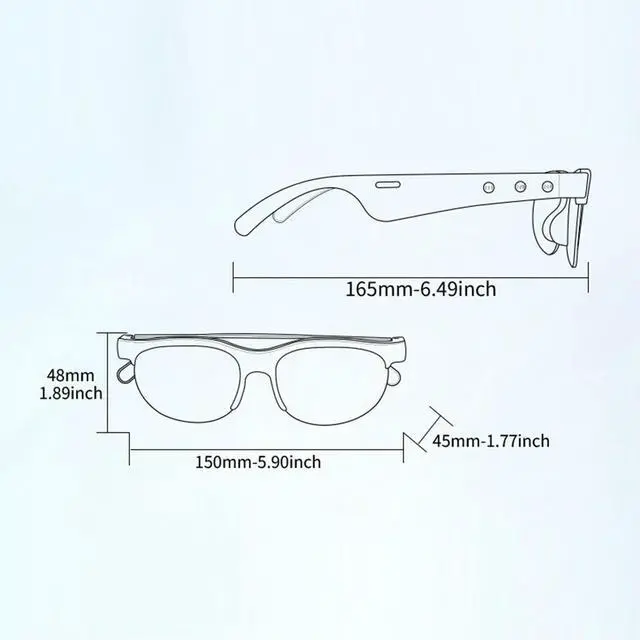 Alt view image 4 of 4 - AI ligent Translation Glasses Built-in Microphone Speakers Earphone Glasses Support 144 Languages Sports Driving Sunglasses