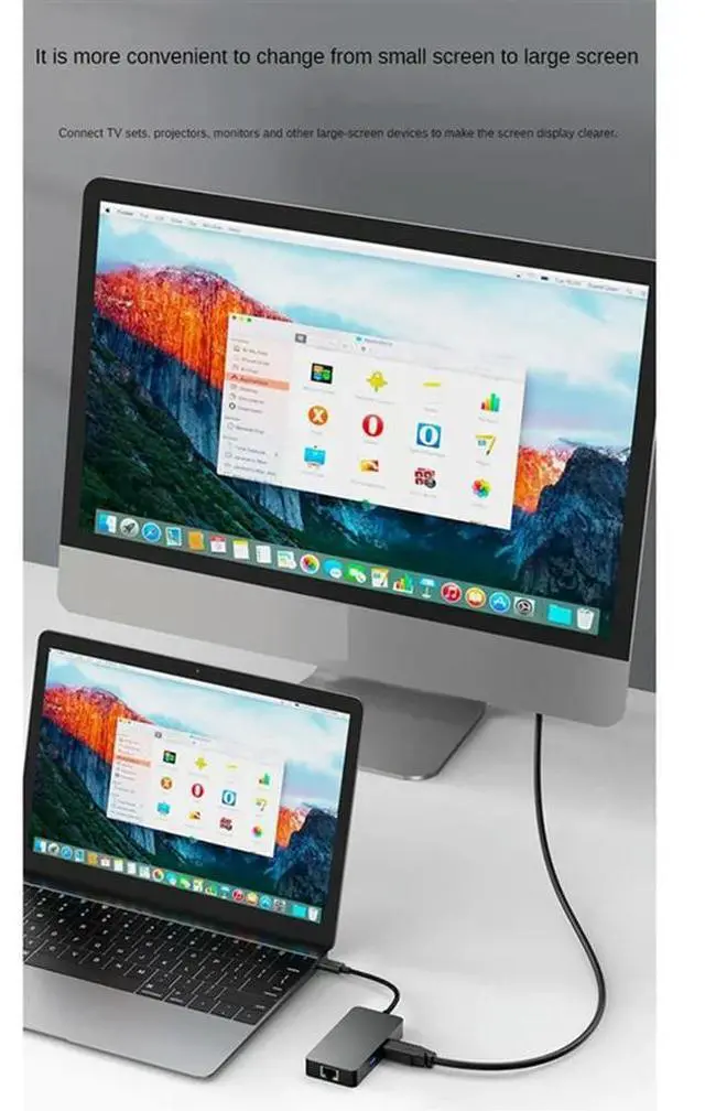 Alt view image 4 of 4 - 6-In-1 USB C Hub Laptop Docking Station Gigabit+USB3.2(10Gbps)+4K/60Hz HD+PD100W Fast Charge