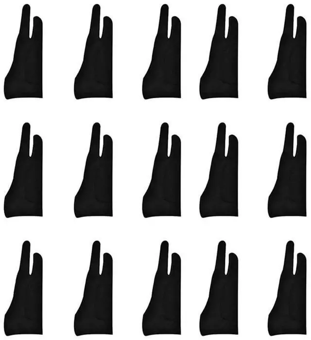 Alt view image 2 of 4 - 15 Pack Artist Gloves For Tablet Digital Drawing Glove Two Fingers Thicken Palm Rejection Glove For Graphics Pad (S)