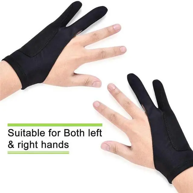 Alt view image 4 of 4 - 15 Pack Artist Gloves For Tablet Digital Drawing Glove Two Fingers Thicken Palm Rejection Glove For Graphics Pad (S)