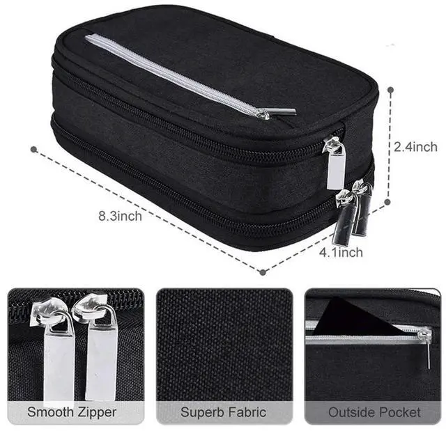 Alt view image 3 of 4 - 2X Pencil Case, Large Capacity Pencil Cases Pen Bag Pouch Holder Travel Cosmetic Make Up Bag Pouch Cable Bag Pouch