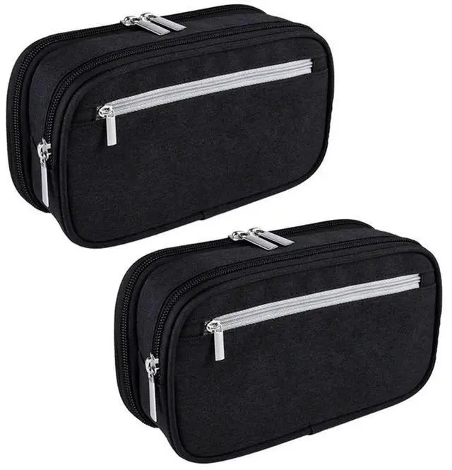 Alt view image 4 of 4 - 2X Pencil Case, Large Capacity Pencil Cases Pen Bag Pouch Holder Travel Cosmetic Make Up Bag Pouch Cable Bag Pouch