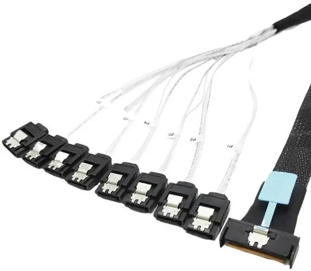Alt view image 4 of 4 - 0.5M PCI-E Slimline SAS SFF-8654 8I To 8X SATA Server Hard Drive Conversion Cable SFF-8654 74P To 8Xsata 7P Cord