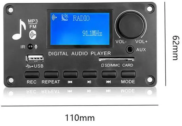 Alt view image 4 of 4 - 12V LCD MP3 Decoder Lyrics Display Bluetooth-Compatible 5.0 LCD MP3 WMA WAV Decoder Board Support Recording Car Audio