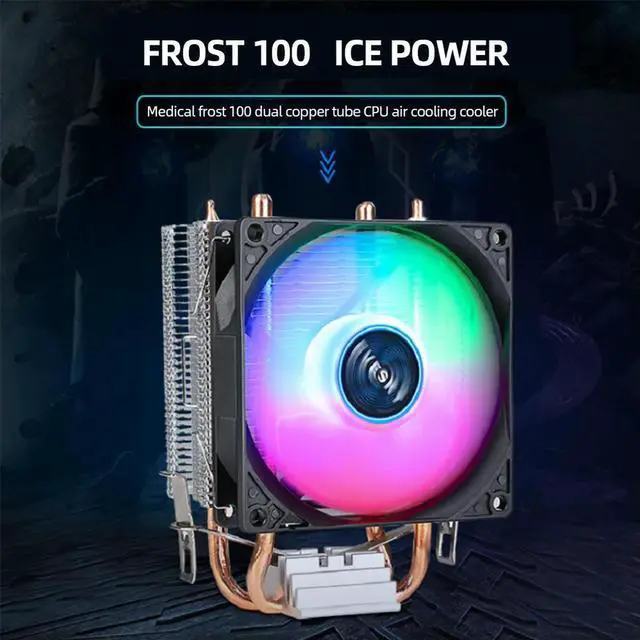 Alt view image 3 of 4 - RGB Cooling Fan 2 Heat Pipe 9cm CPU Cooling Fan Hydraulic Bearings Colorful Light Effect Mute Computer Accessories for