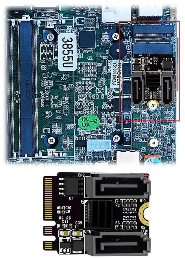 Alt view image 3 of 4 - M2 To SATA3.0 Expansion Card Adapter KEY A + E M.2 To SATA Adapter Card for PC Servers Consumer Electronics/Device