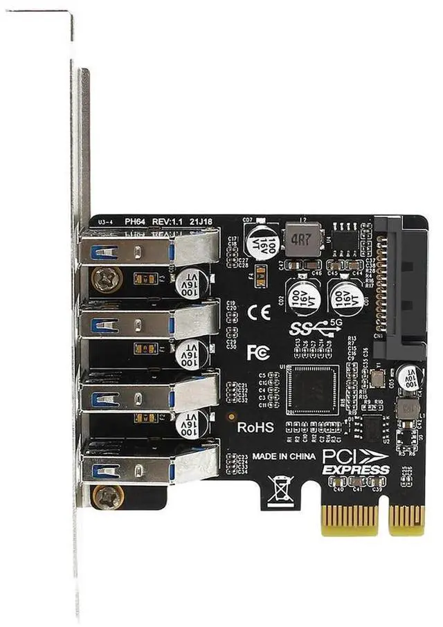 Alt view image 2 of 4 - PCIe USB 3.0 HUB Adapter USB 3.0 PCI Express Adapter 4 Port USB 3.0 PCI-E Expansion Card 5Gbps Controller Converter for Computer