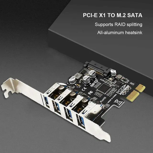Alt view image 4 of 4 - PCIe USB 3.0 HUB Adapter USB 3.0 PCI Express Adapter 4 Port USB 3.0 PCI-E Expansion Card 5Gbps Controller Converter for Computer