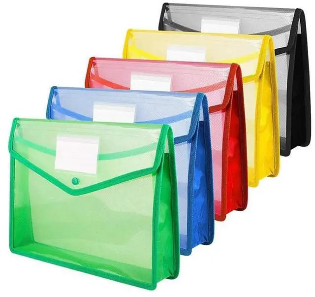 Alt view image 4 of 4 - A4 Plastic Wallets File Folder With Snap Buckle And Pocket A4 Waterproof Transparent File Bag