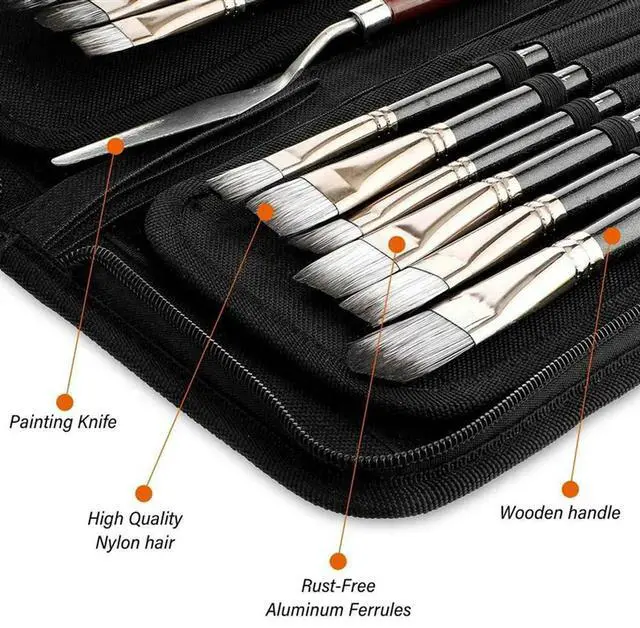 Alt view image 3 of 4 - 30PCS Acrylic Paint Brushes Set, Acrylic, Watercolor And Gouache Painting Brushes Foramatures And Professional Painter