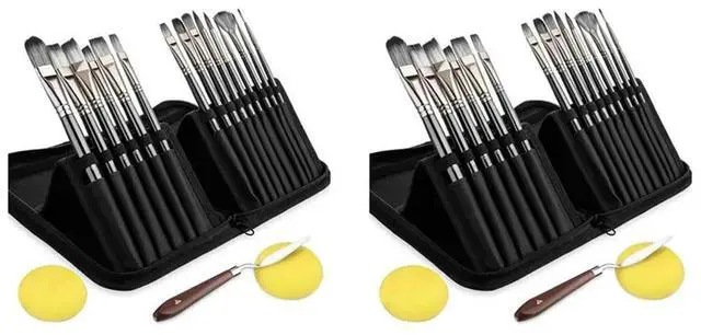 Alt view image 4 of 4 - 30PCS Acrylic Paint Brushes Set, Acrylic, Watercolor And Gouache Painting Brushes Foramatures And Professional Painter