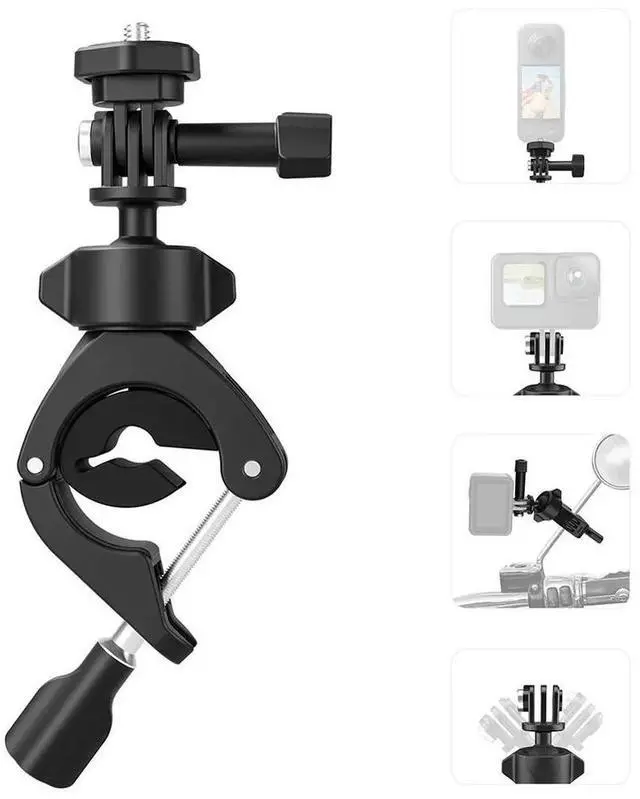 Alt view image 3 of 4 - Handlebar Clamp Mount with 1/4 Screw Motorcycle Bike Pole Mount 360 Degree Ballhead Camera Clamp Mount for GoPro Action 4