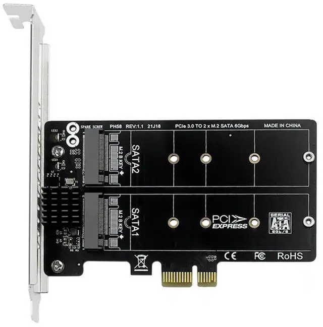 Main image of M.2 SATA To PCIE Expansion Card Double Disc Dual-Disk Array Card RAID M2 SATA Extended Card Support M.2 SSD 2230/42/60/80
