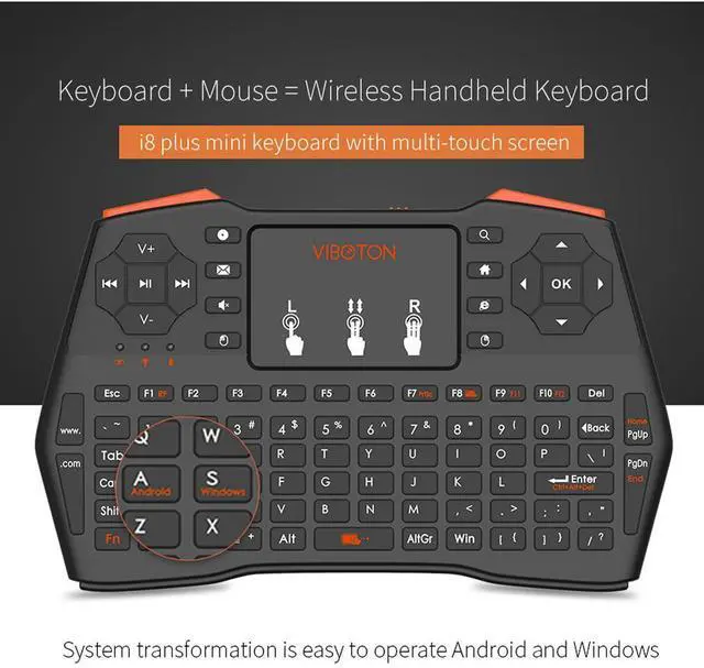 Alt view image 2 of 4 - I8 Mini 2.4G BT Wireless Keyboard with Touchpad 2.4GHz Backlit Mouse Remote Control For Android TV Box TV