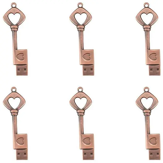 Alt view image 3 of 7 - 6X USB 2.0 l USB Pen Drive Pure Copper Heart USB Flash Drive Key (Copper, 8GB)