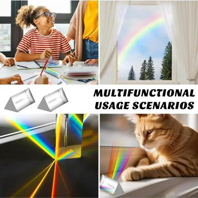 Alt view image 4 of 7 - 8Pcs Clear Triangular Prism For Rainbow Lights Crystal Optical Prisms Glass Physics Teaching Refracted Light Spectrum