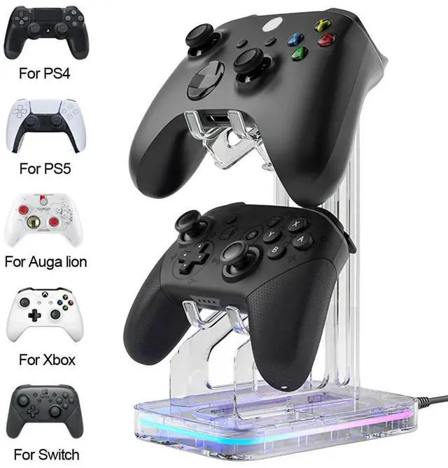 Main image of RGB Gaming Controller Holder Space Saving Desk Mount Universal Organizer Anti-Slip Anti-Scratch for PS5 PS4 Switch Xbox