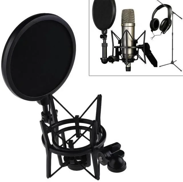 Main image of Microphone Stand Shock Mount Professional Mic Suspension Shock Mount with Shield Filter Screen Studio Stand