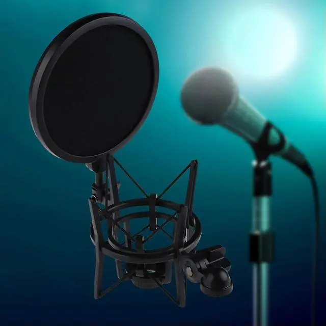 Alt view image 2 of 4 - Microphone Stand Shock Mount Professional Mic Suspension Shock Mount with Shield Filter Screen Studio Stand