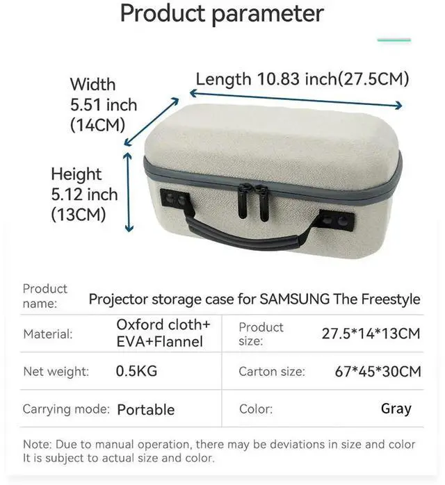 Alt view image 4 of 4 - Portable Carrying Case Multifunctional Zipper Travel Carrying Case Dustproof Projectors Accessories Bag for TheFreestyle