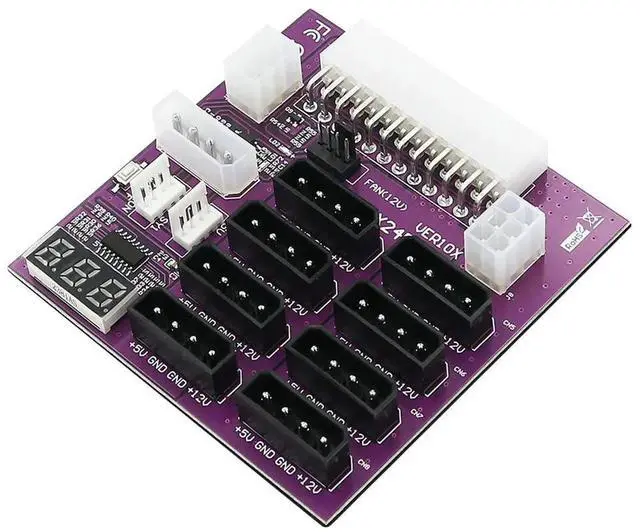 Main image of ATX Power Supply Breakout Board with 4 Pin and 6 Pin Power Connector Mining Breakout Board LED Display for CHIA Mining Miner