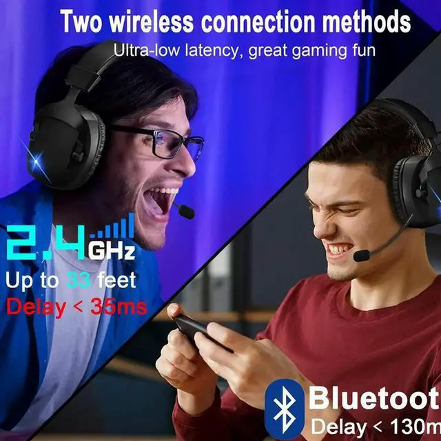 Alt view image 3 of 4 - Wireless Gaming Headset with Mic 2.4G Bluetooth Headphone Black_L50A