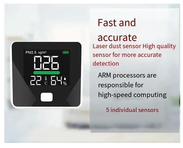 Alt view image 4 of 4 - 1 PCS PM2.5 Dust Detector Household Indoor Laser Meter Air Testing Instrument Gas Detector