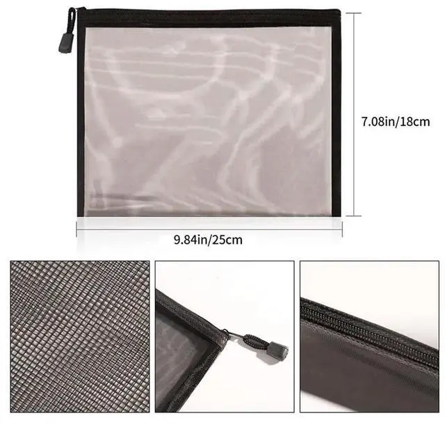 Alt view image 2 of 2 - 36 Pieces Mesh Bags Black Mesh Zipper Pouch Makeup Bags Cosmetic Travel Organizer Bags Pencil Case
