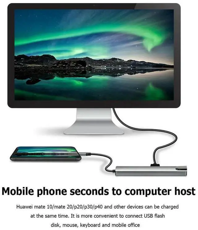 Alt view image 2 of 4 - 8 in 1 USB C Hub Hdmi-compatible Pd Fast Charge Docking Station 100m Ethernet Port for Macbook Notebook Laptop Computer