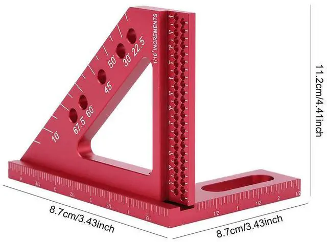 Alt view image 4 of 4 - 3D Carpenter Square with Angle Position Pin Small Square Tool Aluminum Alloy 0-90 Degree Protractor for 45 & 90 Degree Measuring