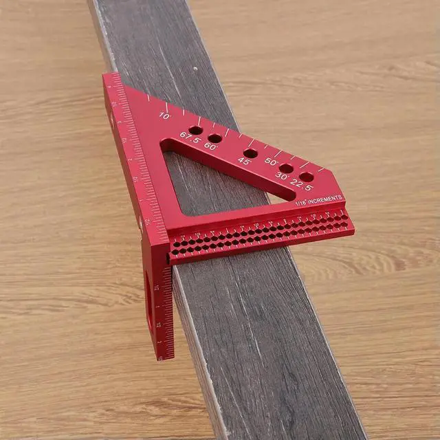 Alt view image 2 of 4 - 3D Carpenter Square with Angle Position Pin Small Square Tool Aluminum Alloy 0-90 Degree Protractor for 45 & 90 Degree Measuring