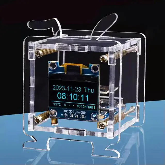Alt view image 3 of 4 - ESP8266 Mini Electronic Clock DIY Kit 0.96 Inch OLED Display Weather Forecast Clock Kit Support 2.4G Networking