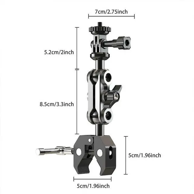 Alt view image 4 of 4 - Handlebar Mount Bracket Aluminum Alloy Motorcycle l Stand 360°Ball Head Action Camera Clamp Mount Action Camera Accessories