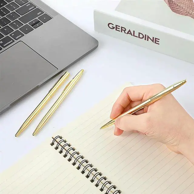 Alt view image 7 of 8 - Retractable Gold llic Slim Ballpoint Pen Set, 50Pcs, For Wedding Favors & Home Office  Black Ink, 1.0Mm Tip